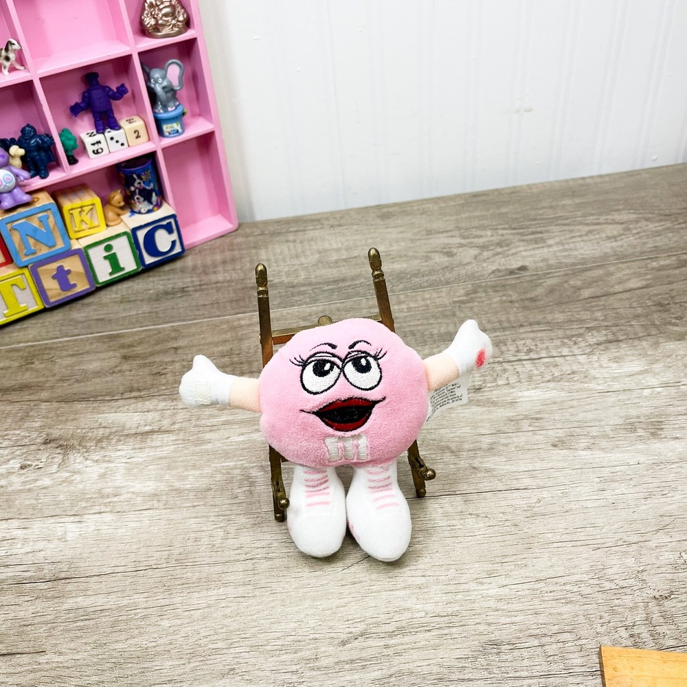 Vintage‎ 1995 M&Ms Perky Pink Swarmees Plush Mini Character OddzOn Candy Toy 5"